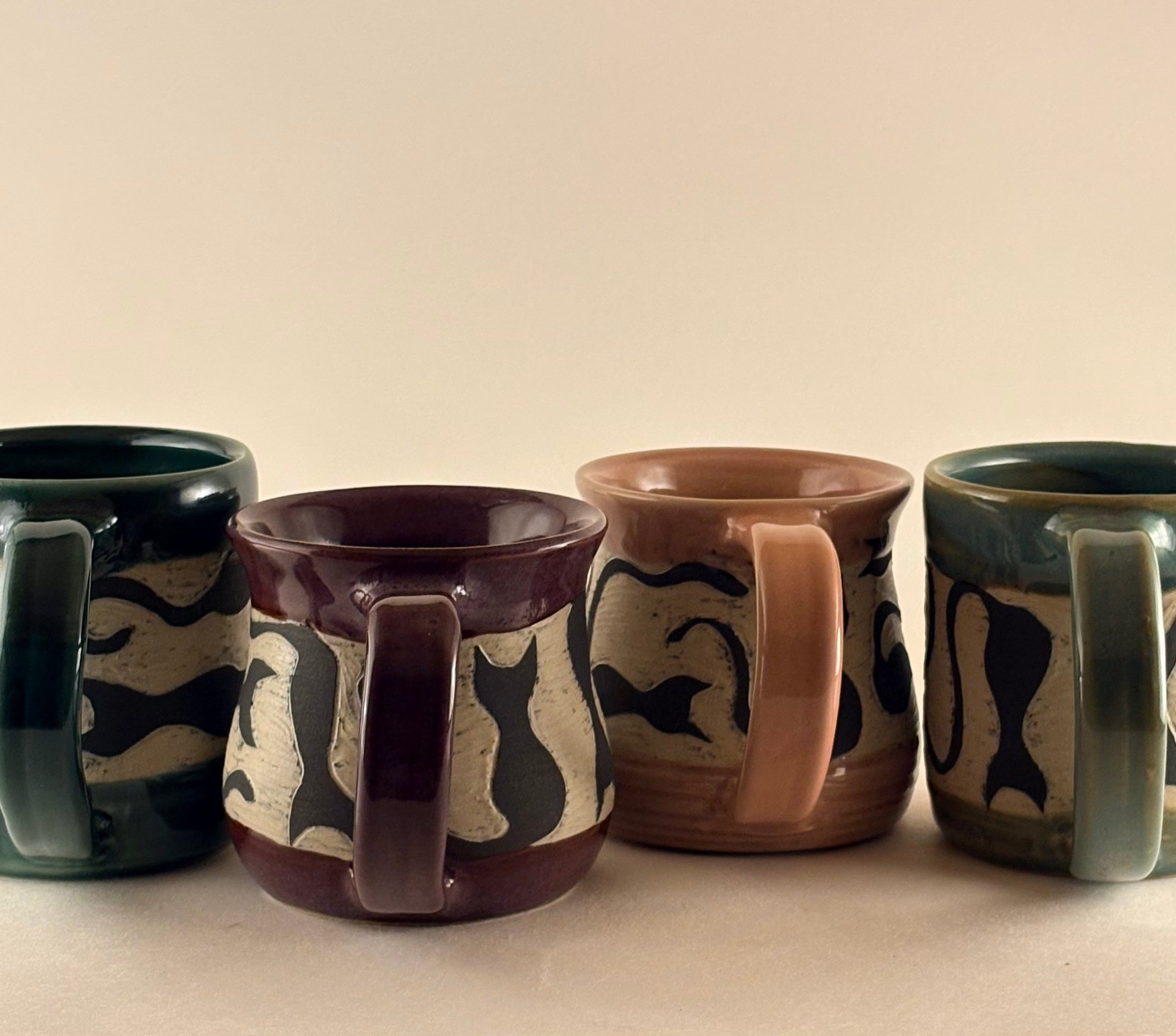 Hand-Carved Black Cat Mug