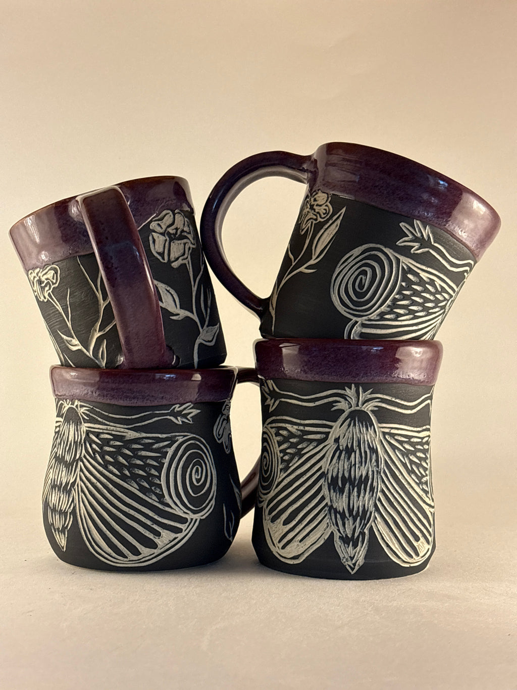 Hand-Carved Gothic Mugs