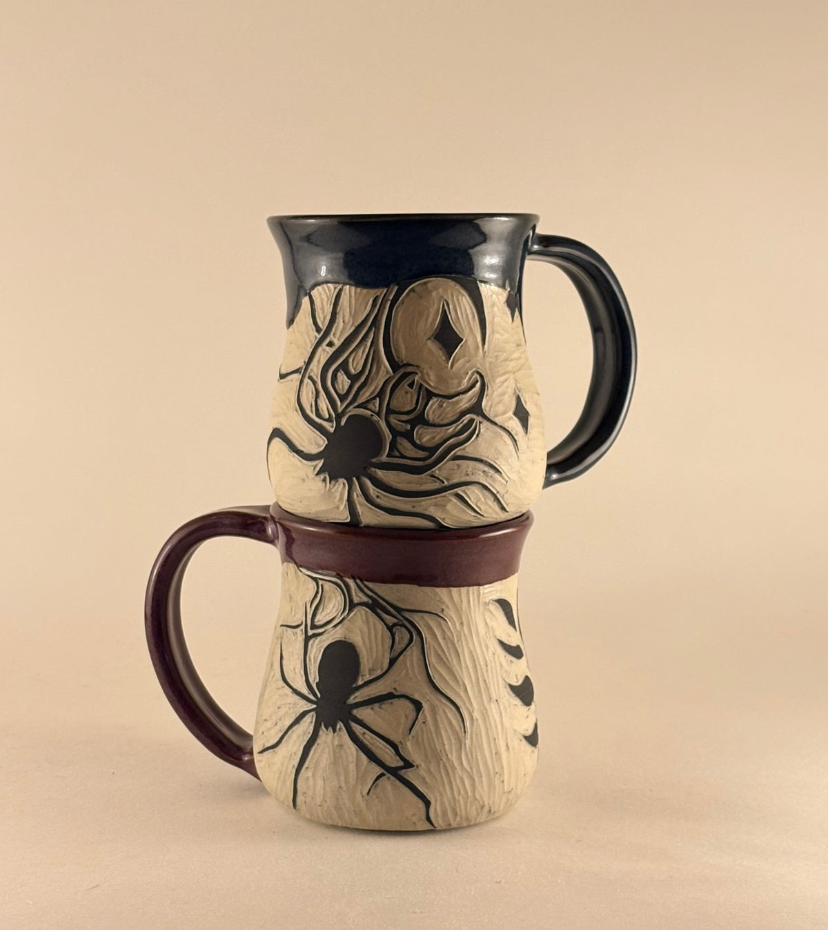 Hand-Carved Gothic Mugs