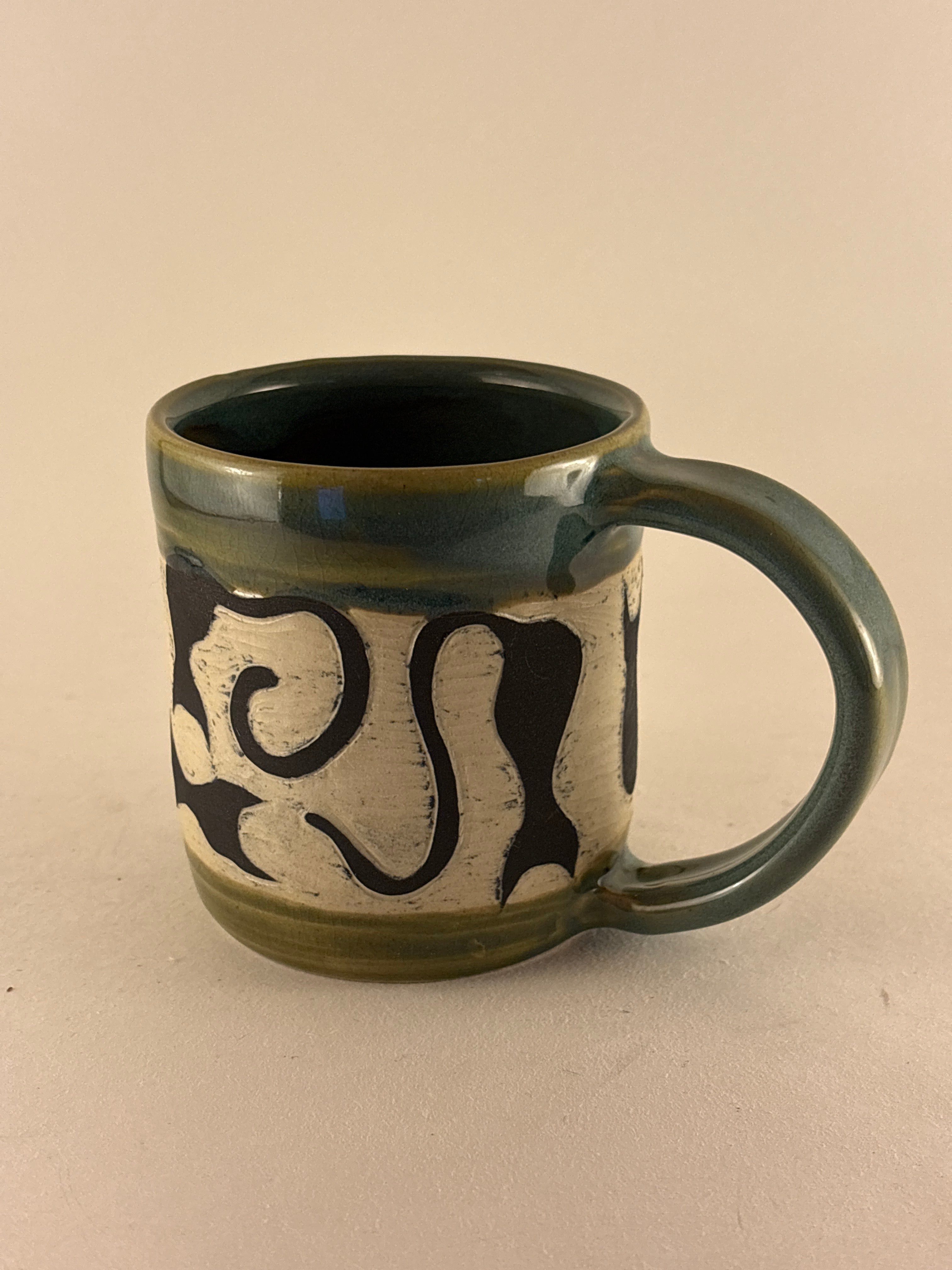 Hand-Carved Black Cat Mug