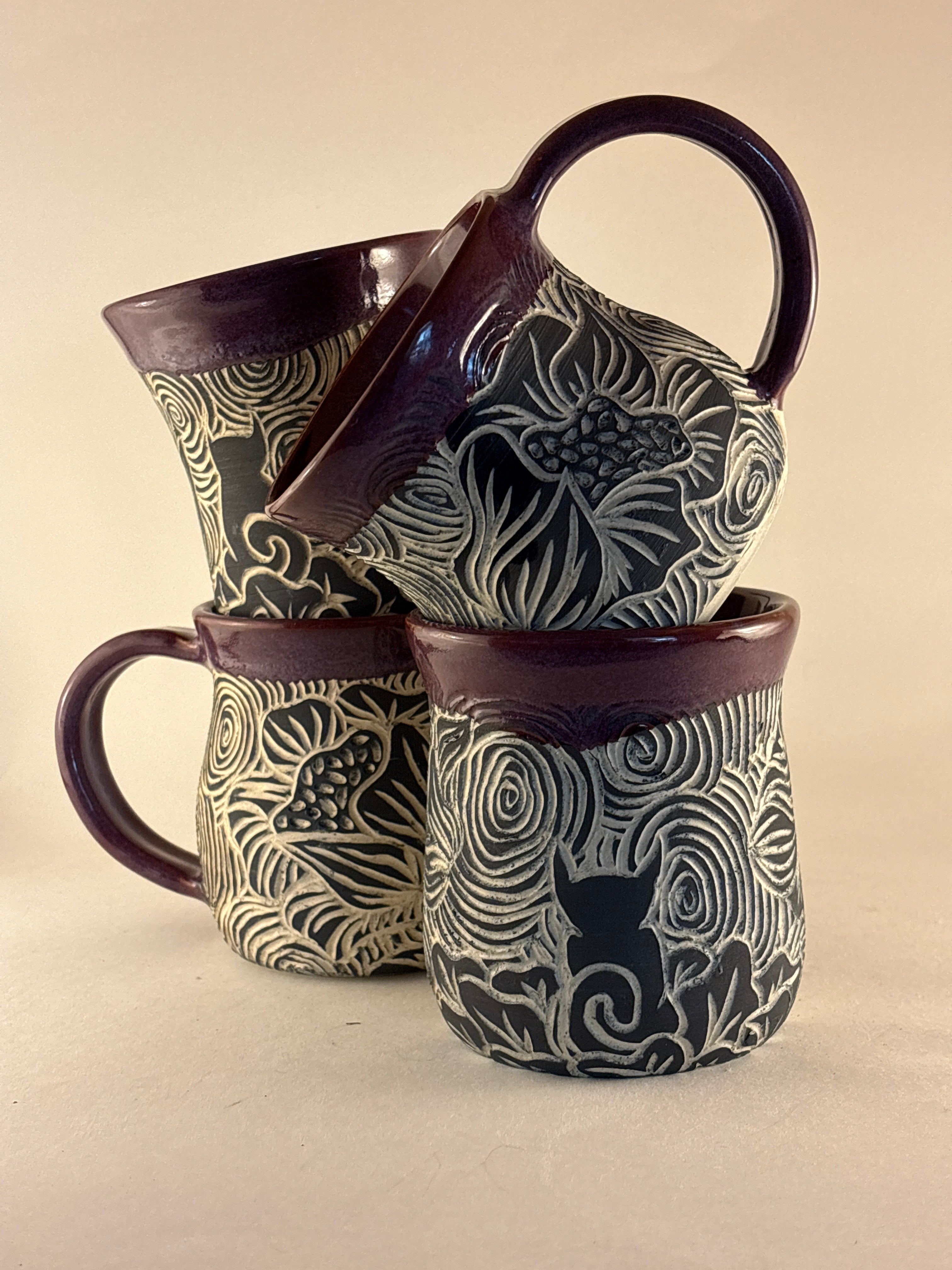 Hand-Carved Gothic Mugs
