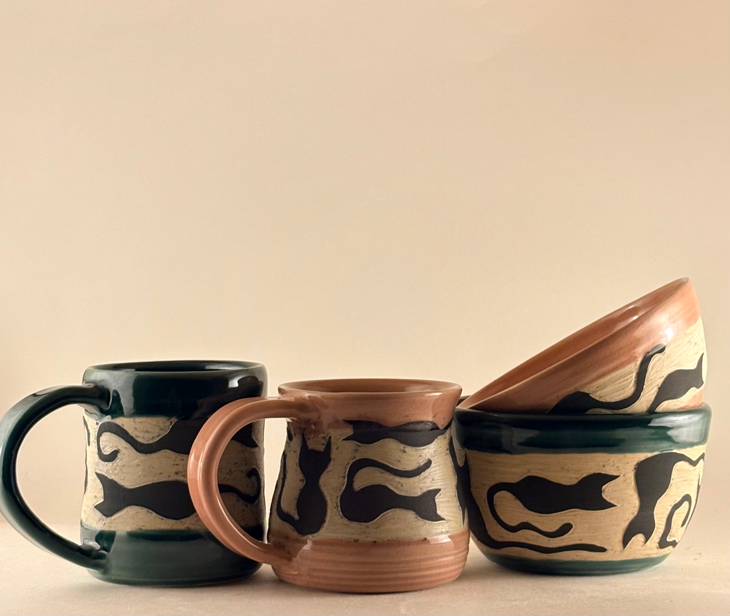 Hand-Carved Black Cat Mug