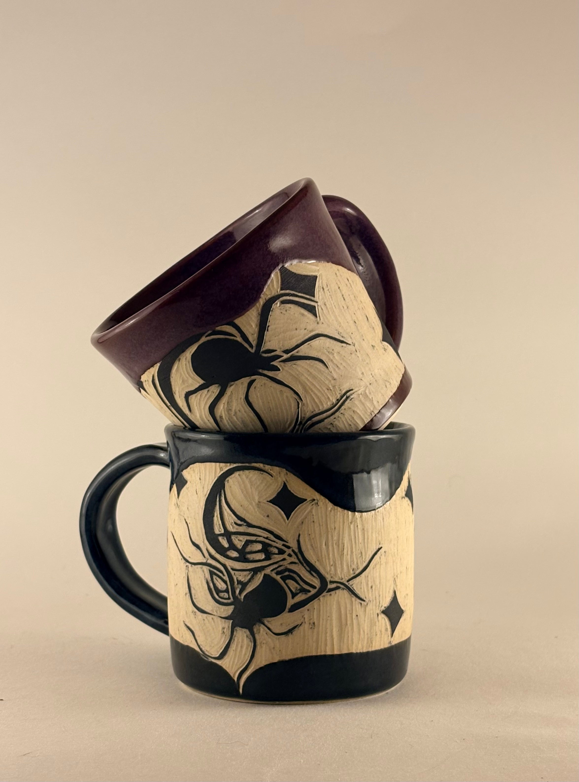 Hand-Carved Gothic Mugs