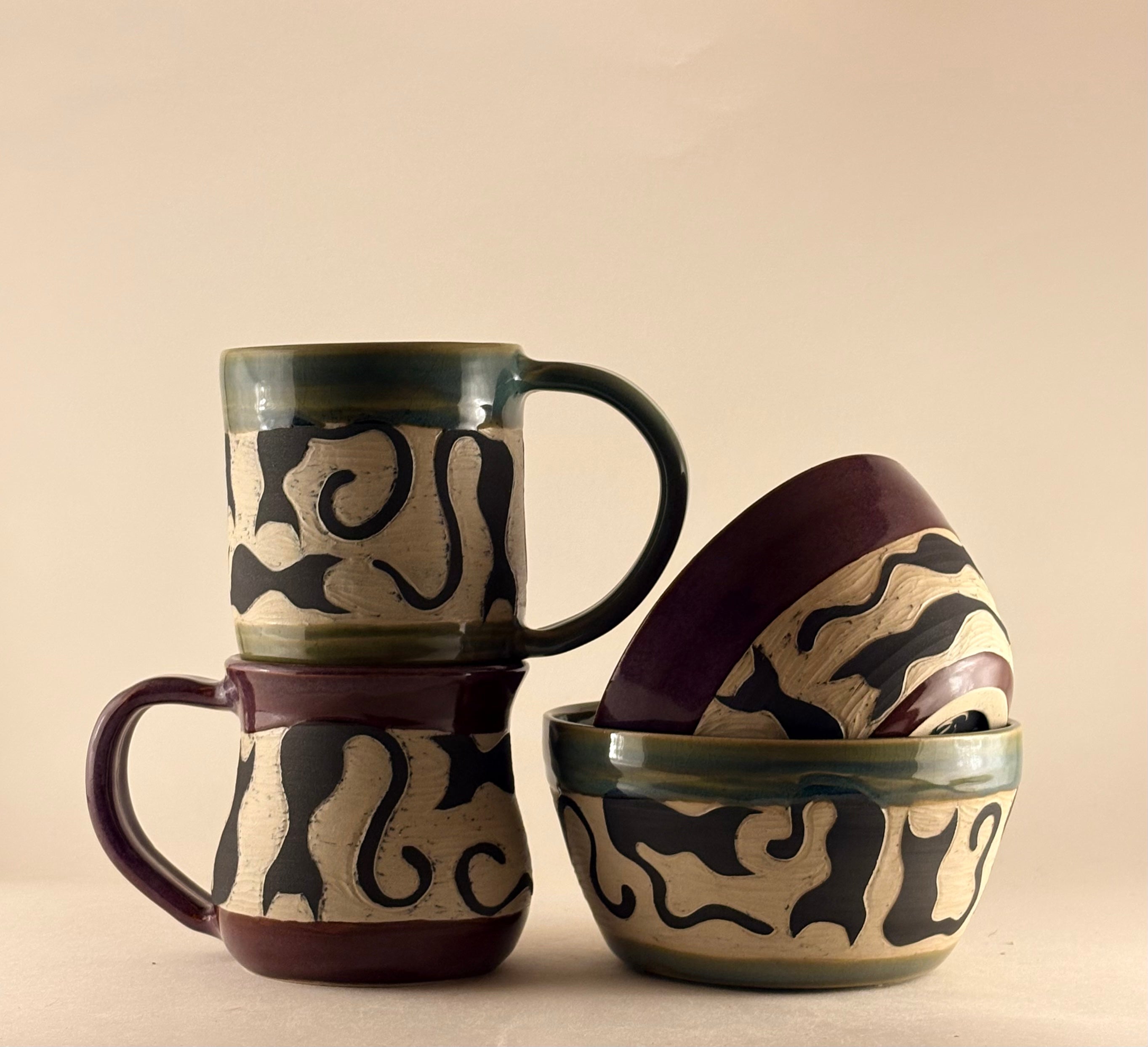Hand-Carved Black Cat Mug
