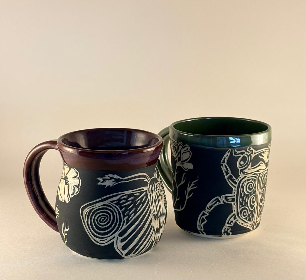 Hand-Carved Gothic Mugs