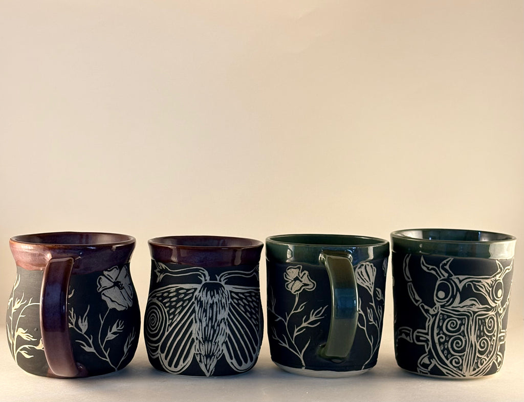 Hand-Carved Gothic Mugs