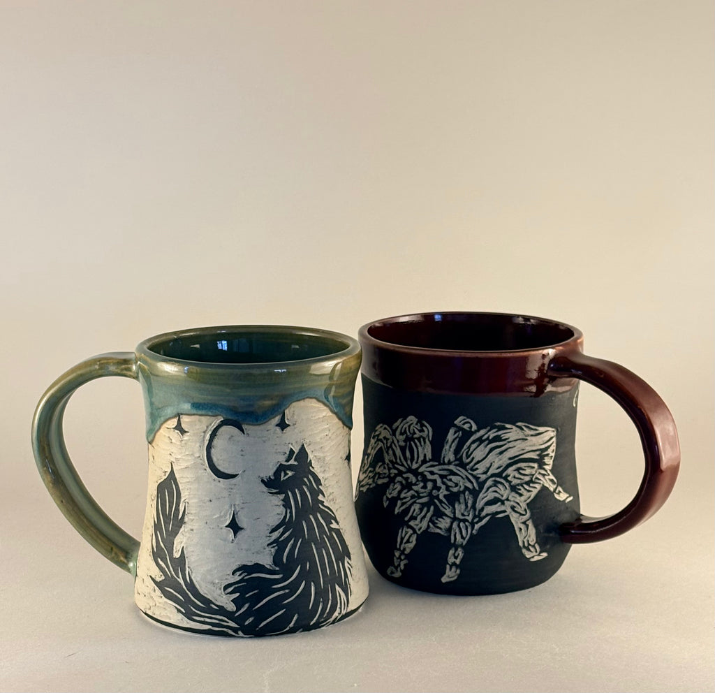 Hand-Carved Gothic Mugs