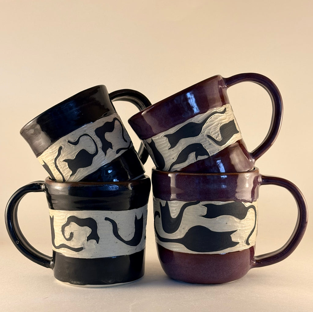 Hand-Carved Black Cat Mug