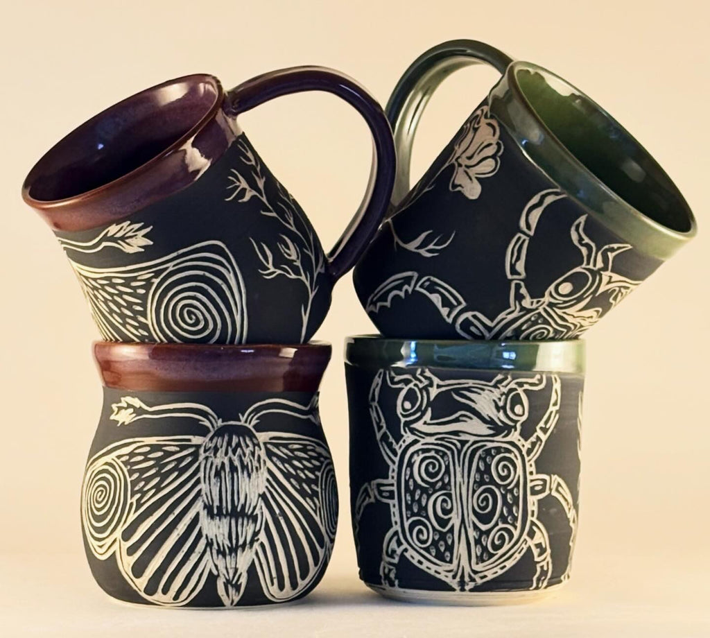 Hand-Carved Gothic Mugs